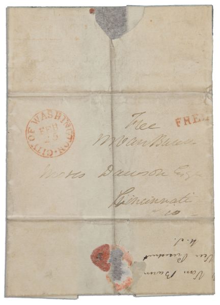 Martin Van Buren Free Frank Signed -- Envelope Addressed in Van Buren's Hand