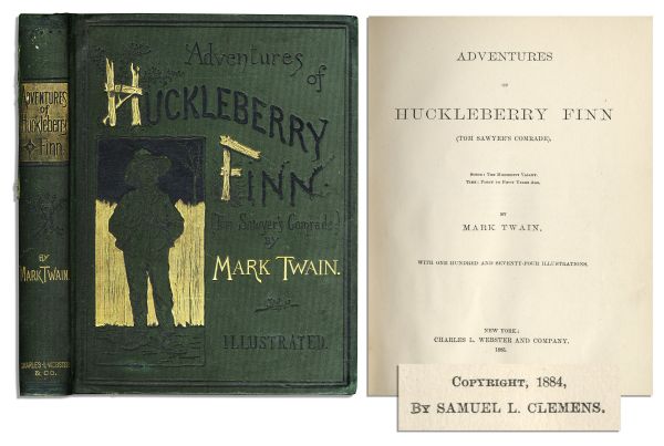 First Edition, First Printing of Mark Twain's Masterpiece, ''Adventures of Huckleberry Finn'' -- Near Fine