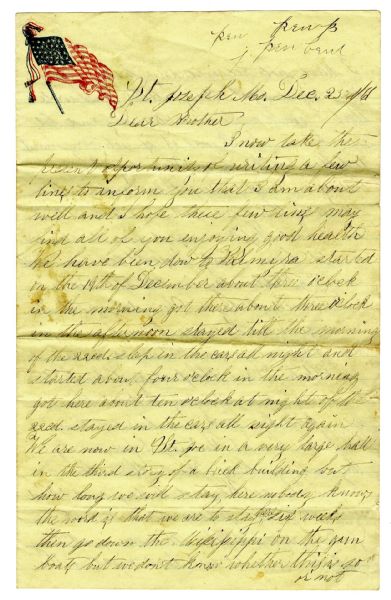 1861 50th Illinois Infantry ALS -- ''...I was riding in an old freight car...crowded...we had our stove set up...and kept on a good fire or else we would have nearly froze...''