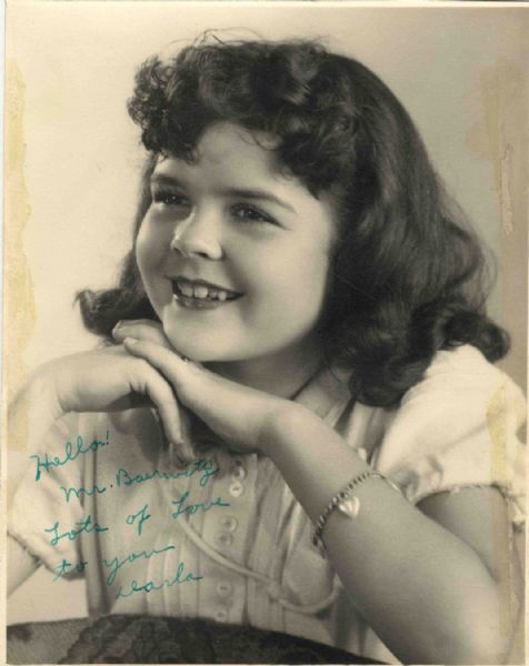 ''Our Gang'' Darla Hood Signed 8'' x 10'' Photo -- Inscribed ''Hello! Mr. Baerwitz / Lots of Love to You / Darla'' -- Glue to Surface Edges; Good
