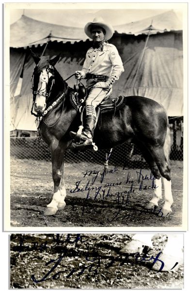 Western Movie Star Tom Mix Signed & Inscribed 8'' x 10'' Photo