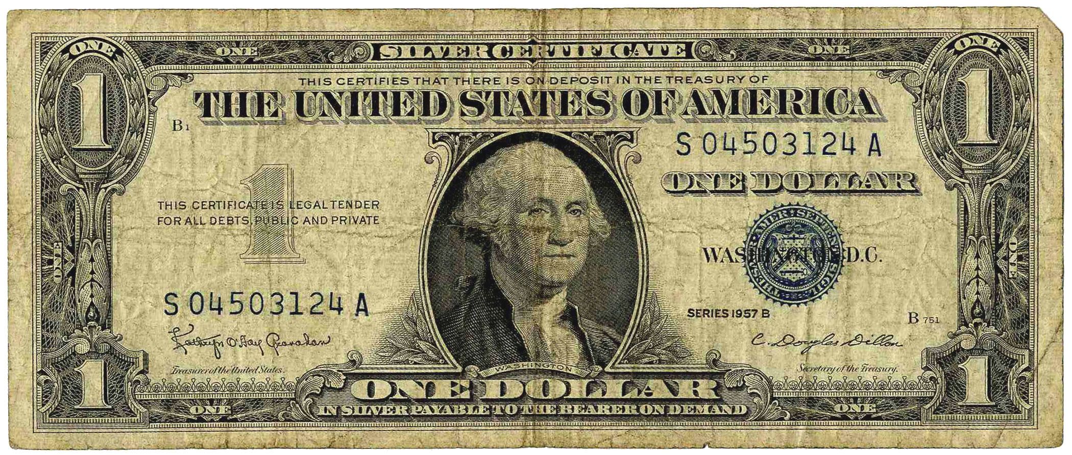 Item Detail $1 Silver Certificate Series 1957 B