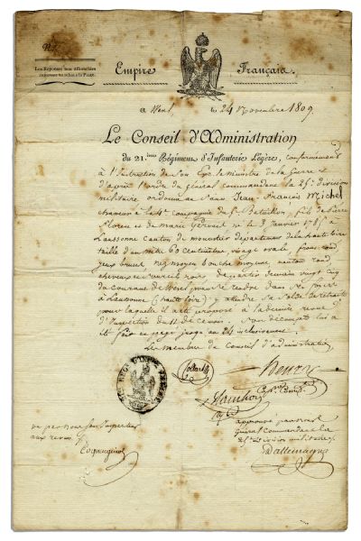 Napoleon's General Claude Dallemagne Document Signed From 1807