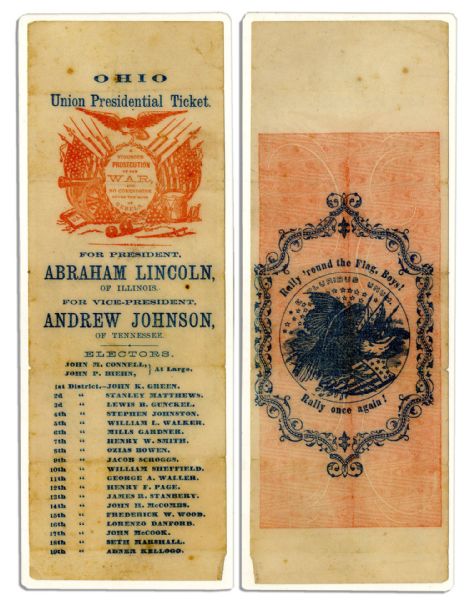 Abraham Lincoln Ohio Presidential Ballot -- 1864