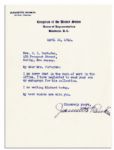 First U.S. Congresswoman, Jeannette Rankin Typed Letter Signed -- 1942