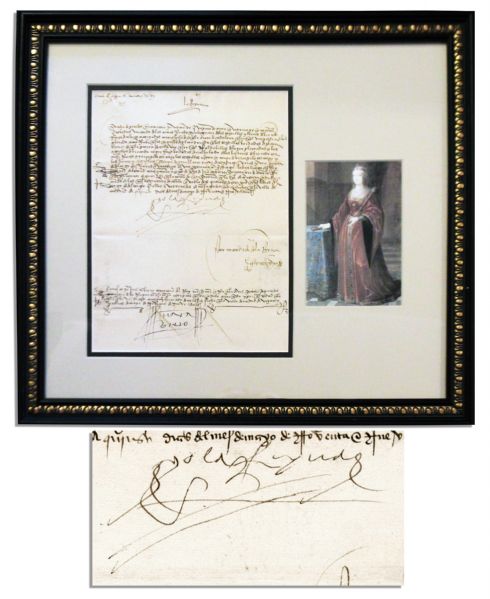 Queen Isabella I Document Signed -- 1500