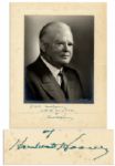 Herbert Hoover Matted Photo -- Inscription in Blue Ink to Matting Reads To John Montgomery / With the Good Wishes of / Herbert Hoover -- Photo Measures 7.5 x 9.25, Matting Measures 10.25...
