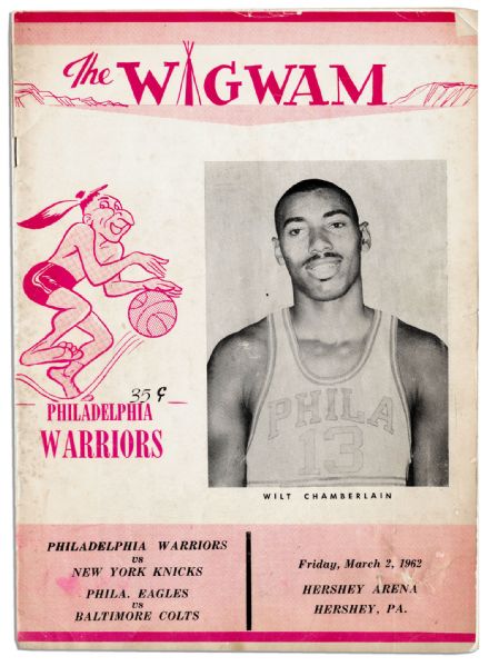 Wilt Chamberlain's 100 Point Game Program From 1962 -- The Most Renowned Game In Basketball History -- Incredibly Scarce