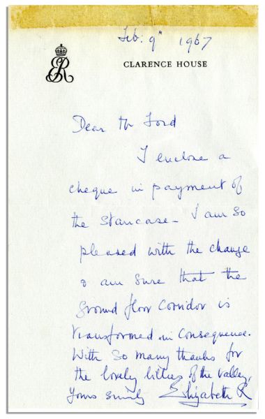 Queen Elizabeth Autograph Letter Signed -- ''...many thanks for the lovely lilies of the valley...''