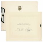 Queen Elizabeth and Prince Philip Signed Christmas Card -- Official 1940s Royal Card