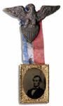 Original Abraham Lincoln Mourning Badge With Tintype of the Fallen President -- Rare