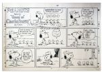 Charles Schulz Hand-Drawn Peanuts Sunday Comic Strip -- Snoopy Takes Woodstock & Friends on a Nature Hike -- 1984