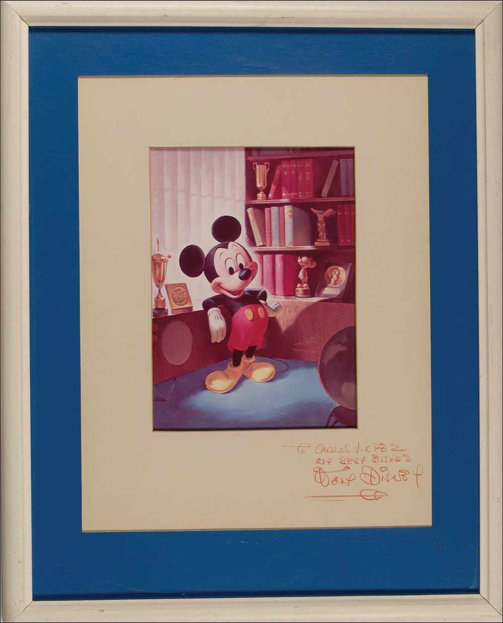 Walt Disney Autograph Mickey Mouse Print Signed by Walt Disney -- With PSA/DNA COA