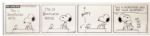 Charles Schulz Hand-Drawn Peanuts Four-Panel Strip -- Snoopy Appreciates Woodstock in Honor of Secretaries Week -- 1972