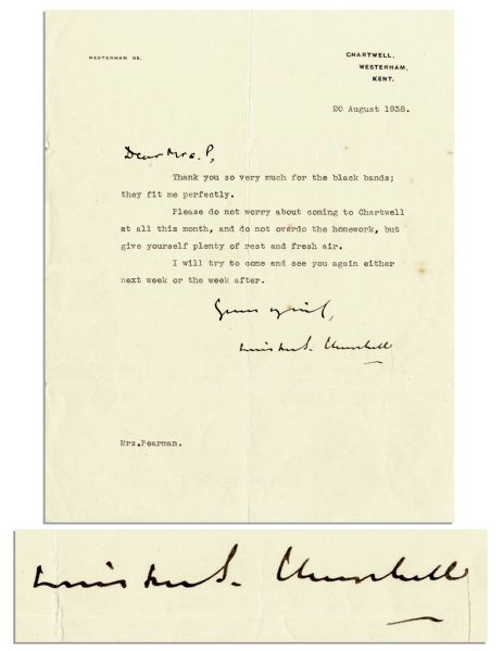 Winston Churchill Letter Signed -- ''I will try to come and see you again...next week...'' -- 1938