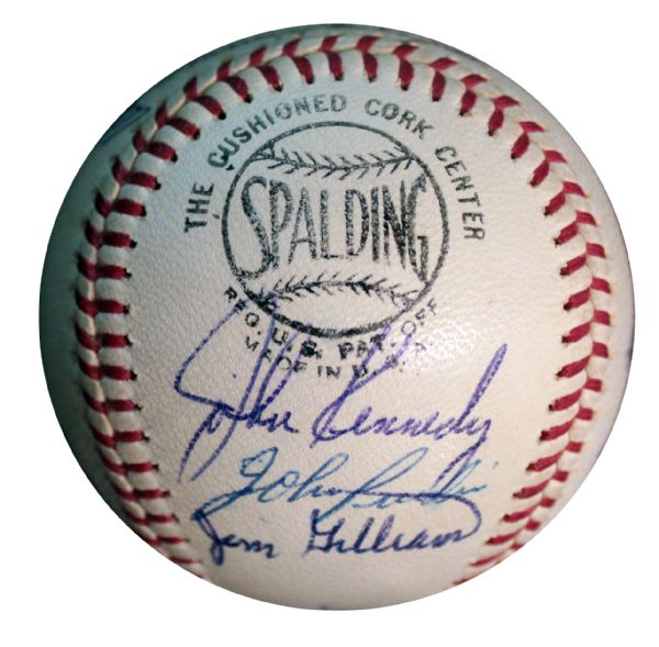 1965 World Series Champion Dodgers Team Signed Baseball --  Walt Alston Signs Sweet Spot -- 15 Signatures -- With JSA COA