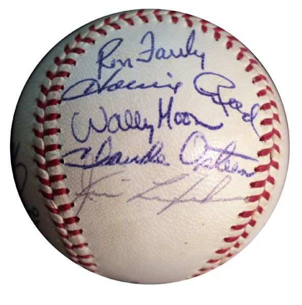 1965 World Series Champion Dodgers Team Signed Baseball --  Walt Alston Signs Sweet Spot -- 15 Signatures -- With JSA COA