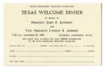 JFK Texas Welcome Dinner RSVP Card -- Scheduled the Evening of the Assassination

