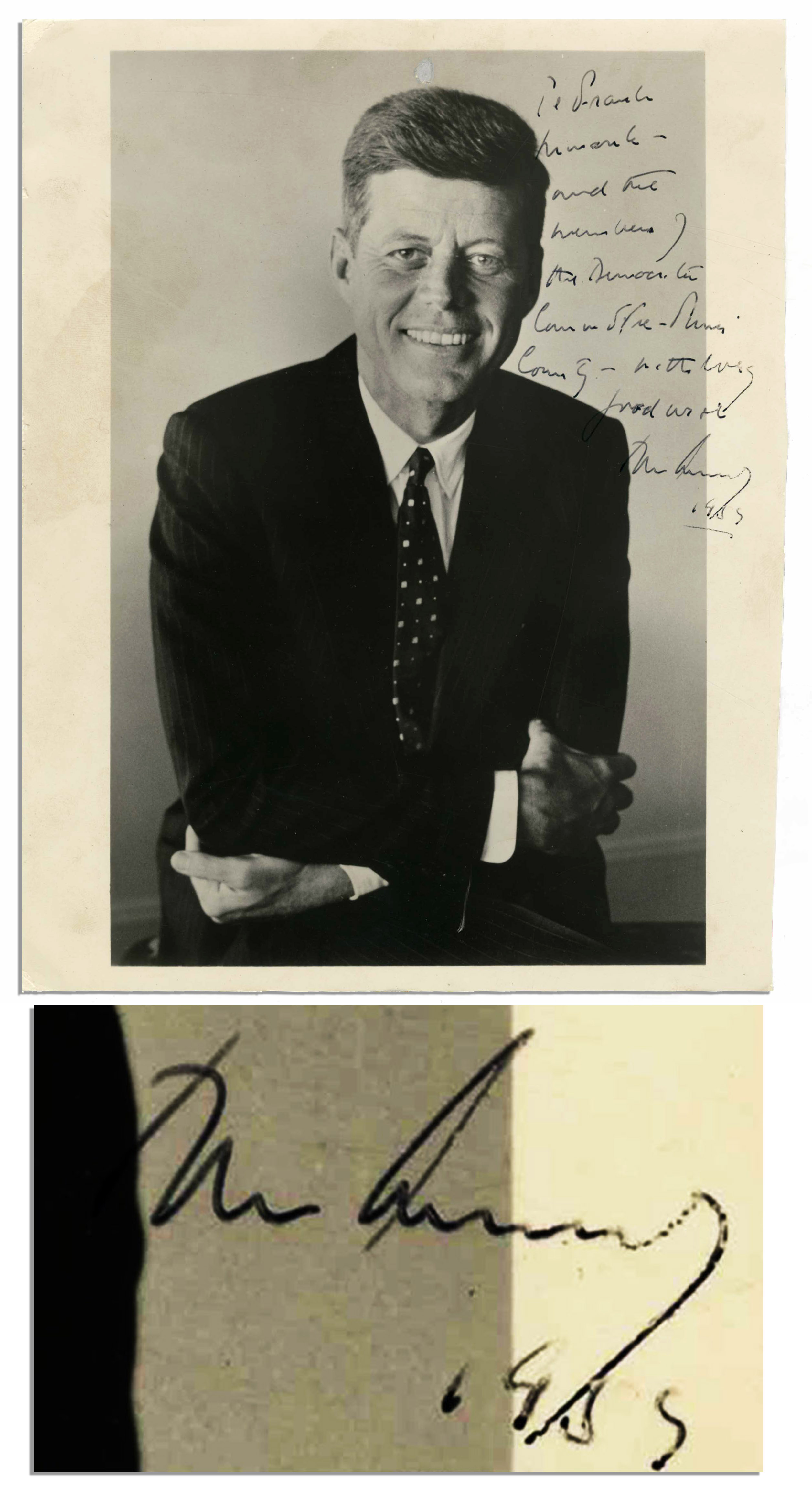 John F Kennedy Autograph John F. Kennedy 8'' x 10'' Signed Photo as U.S. Senator -- Year Before He Was Elected President -- With PSA/DNA COA