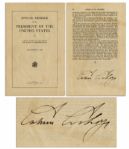 Calvin Coolidge Signed 1923 State of the Union Address -- Coolidge Speaks of Prohibition, The Negro & Other National Issues