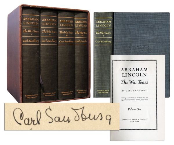 Carl Sandburg Signed 1st Edition of the Monumental Four Volume ''Abraham Lincoln: The War Years''