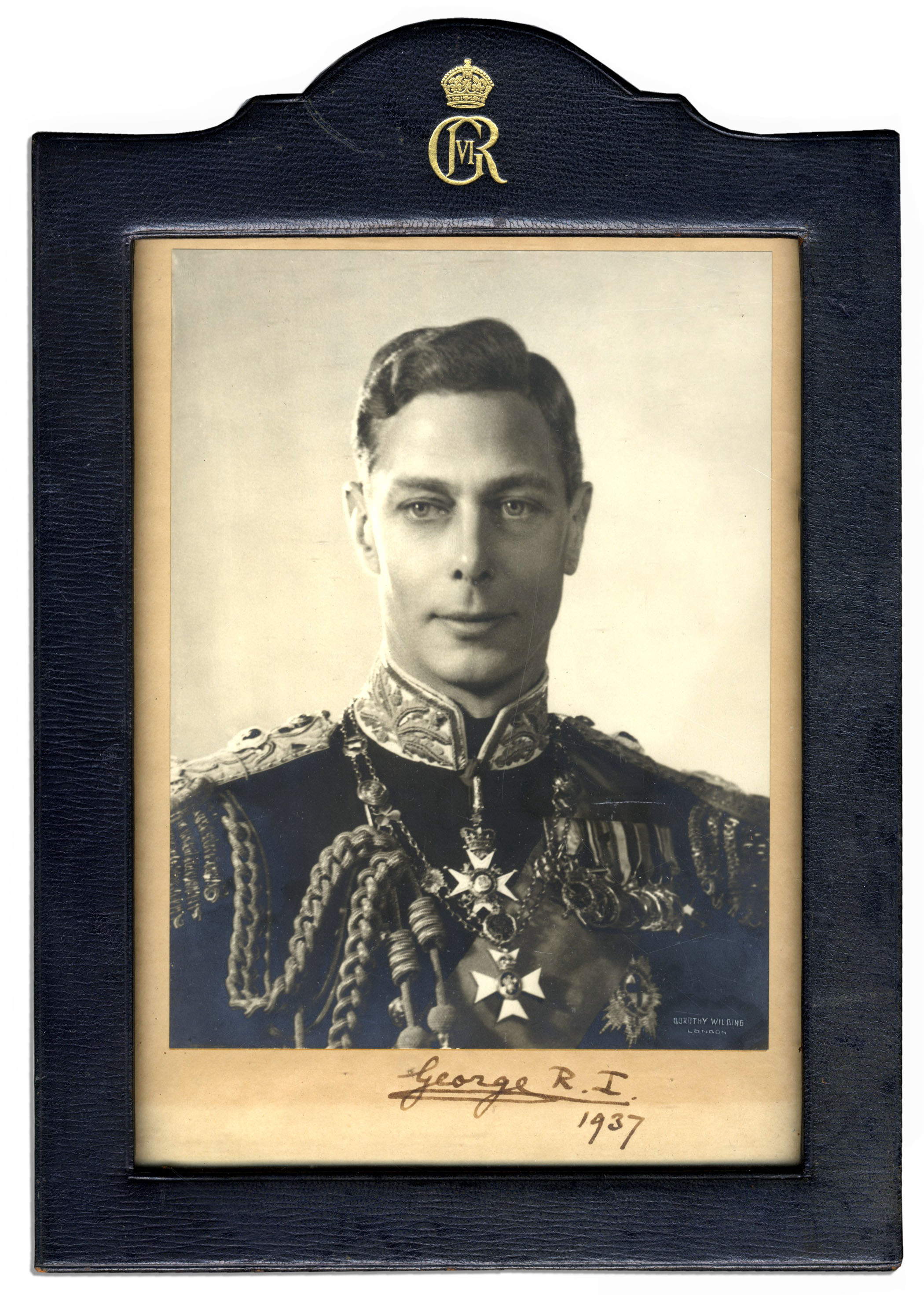 King George Memorabilia George VI Signed Photo in Royal Cypher Frame -- 1937 as King