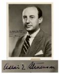 Adlai E. Stevenson Signed 8 x 10 Glossy Photo -- For Senator Guy Gillette - Whom I am proud to call my friend - Adlai E. Stevenson / 1953 -- Very Good