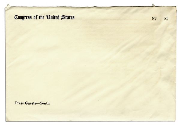 John F. Kennedy's Presidential Inauguration Invitation, Ticket & Program -- Special Press Packet