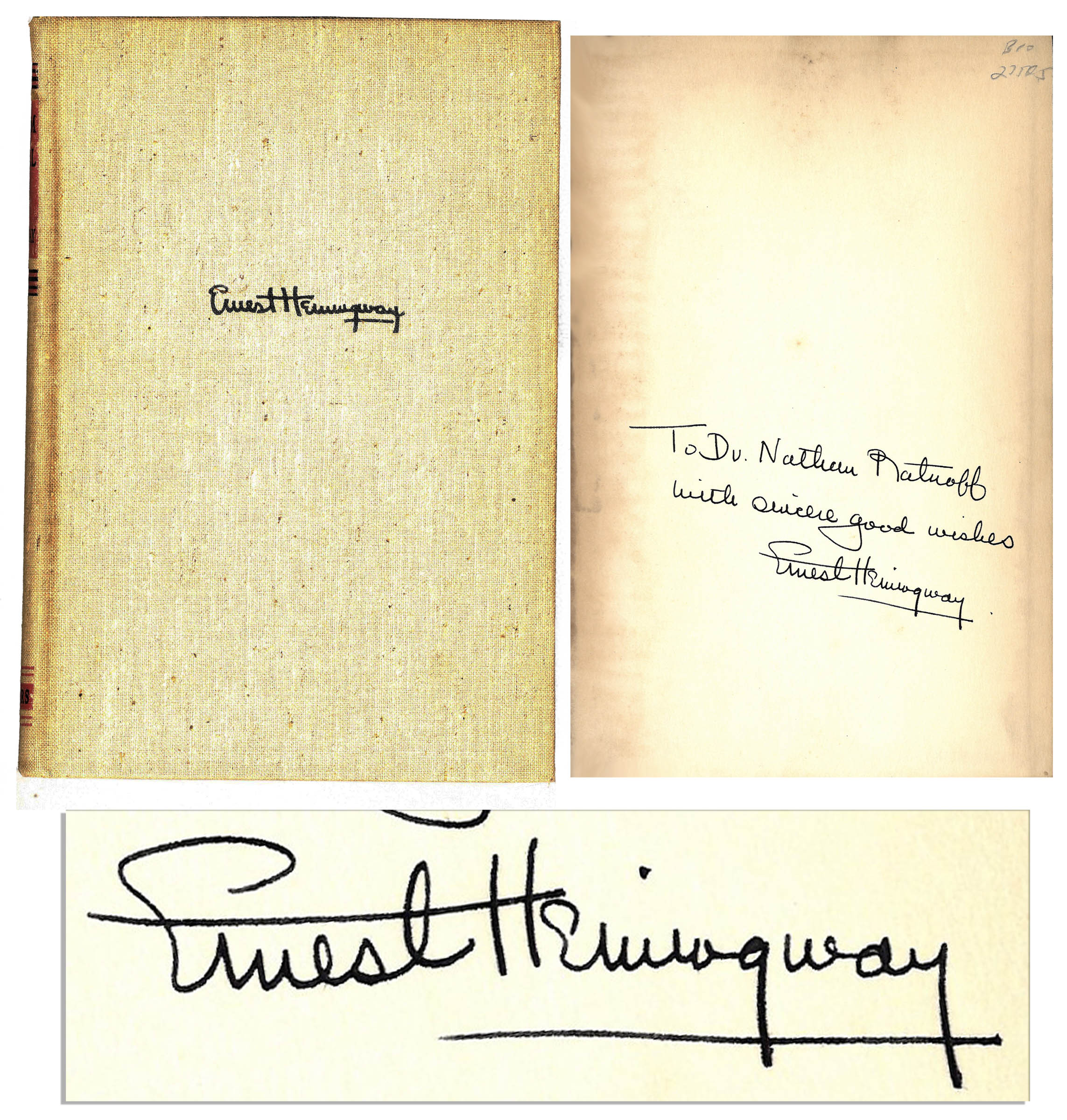 Ernest Hemingway First Edition Ernest Hemingway Signed First Edition of His Masterpiece, ''For Whom the Bell Tolls''