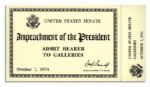 Rare U.S. Senate Ticket to the Impeachment Trial of President Richard Nixon