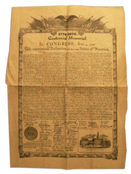 1876 Centenntial Printing of the Declaration of Independence -- America Turns 100 Years Old