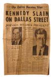 Historic The Dallas Morning News From Morning After JFK Assassination Stunned the World -- Headlines Include Johnson Becomes President and Pro-Communist Charged With Act