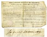 James Monroe Signs a Vellum Land Grant Document as President -- 1823