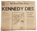 Robert Kennedys Death Announced in The Dallas Times Herald Newspaper