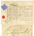 Queen Victoria 1887 Document Signed -- 50th Year of Her Reign
