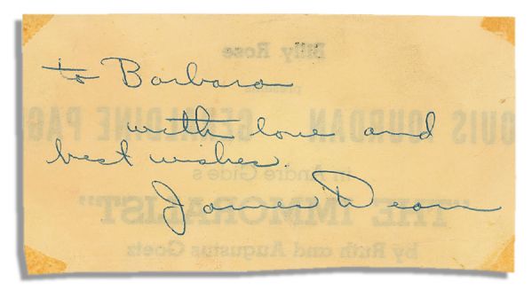 1954 James Dean Inscription & Autograph -- Just a Year Before His Notoriously Tragic Death -- With PSA/DNA