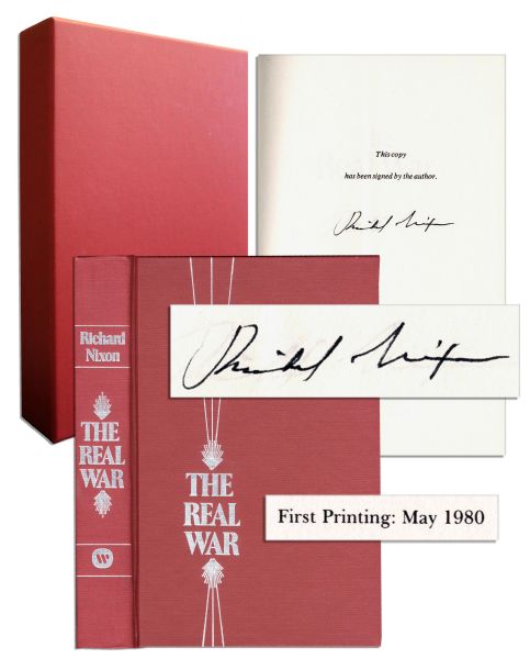 Richard Nixon Signed ''The Real War'' Hardcover With Slipcase