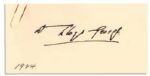 David Lloyd George Signature -- British Prime Minister Signs, D Lloyd George -- 1924 in Another Hand -- 4 x 2 -- Tape & Rust Residue -- Near Fine