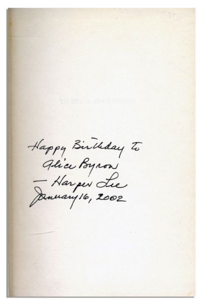 Harper Lee Signed First Edition of Her Pulitzer Prize Winning Work To Kill A Mockingbird