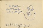 Nice Charlie Chaplin Signature & Sketch of His Iconic Tramp Character in an Autograph Book