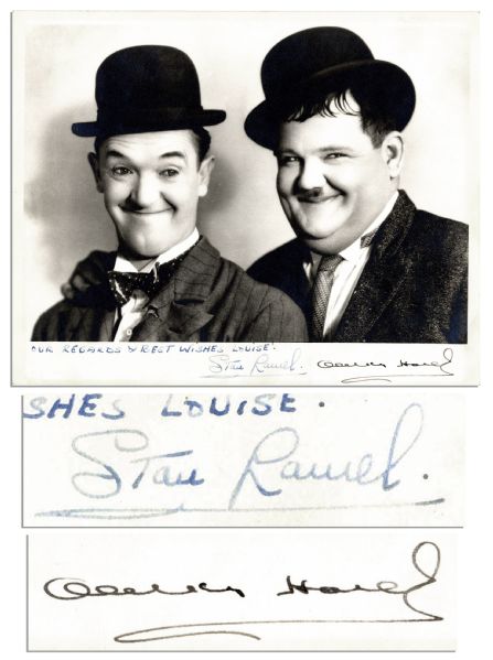Pristine Laurel & Hardy 10'' x 8'' Signed Photo