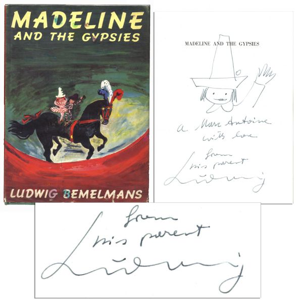 ''Madeline and the Gypsies'' Signed With Drawing of Madeline -- Scarce Piece by Author Ludwig Bemelmans