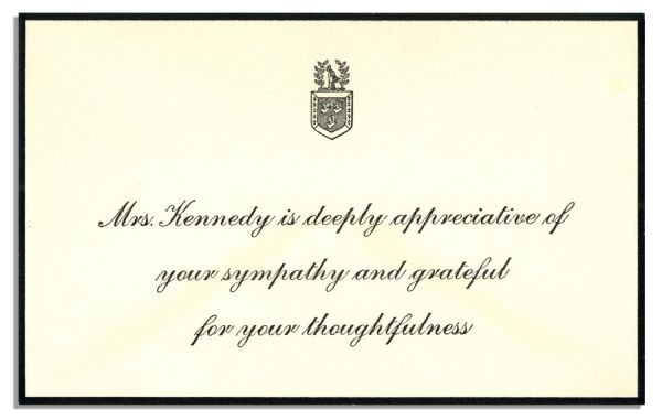 Jacqueline Kennedy's Personal Mourning Card Sent After JFK's Death