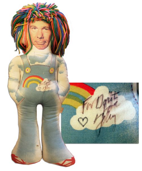 Johnny Carson Doll Signed to Dorit Stevens, Frequent Guest on ''The Tonight Show'' -- With Johnny's Face Upon the 1970's Inspired Rainbow Doll!