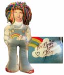 Johnny Carson Doll Signed to Dorit Stevens, Frequent Guest on The Tonight Show -- With Johnnys Face Upon the 1970s Inspired Rainbow Doll!