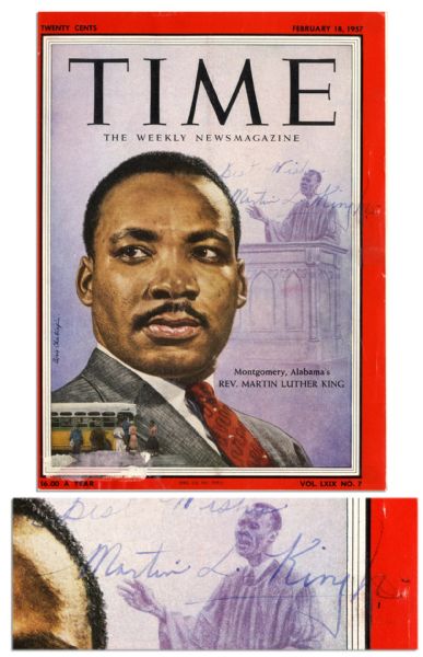 Martin Luther King Signed 1957 ''Time'' Magazine Cover