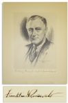 Franklin D. Roosevelt Signed Portrait -- 15 x 19 in Near Fine Condition