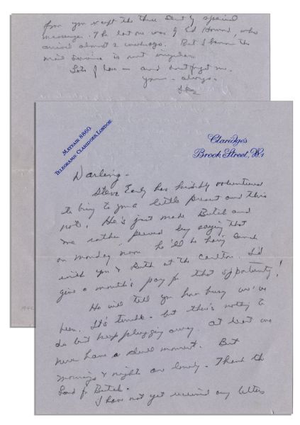General Dwight Eisenhower WWII Autograph Letter Signed to His Wife, Mamie -- ''...we never have a dull moment...but mornings & nights are lonely...''
