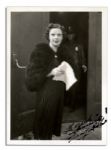 Judy Garland Signed & Dedicated 3.5 x 4.75 Glossy Photo -- Paper Remnants to Verso -- Very Good -- With JSA LOA
