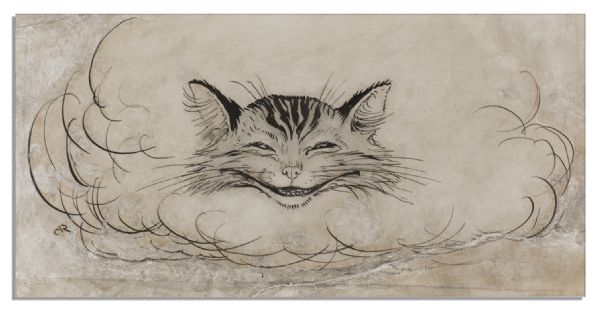 Original Illustration by Arthur Rackham of the Cheshire Cat, Drawn for Page 106 of ''Alice in Wonderland'' -- With His Signature Mischievous Grin